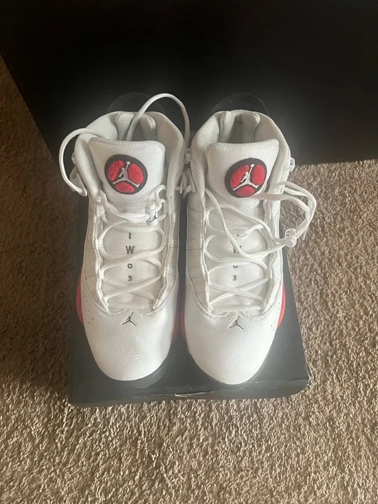 Men’s Red, Black& White Retro-Style Basketball Jordans - Picture 5 of 10